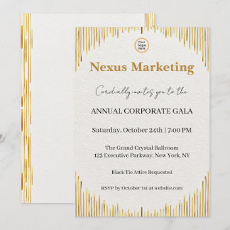 Invitación Arte Deco Moderno en Oro Blanco Corporativo