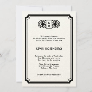 Invitación Arte deco retro Hollywood de fieltro negro