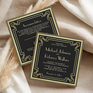 Invitación Arte Deco Retro Vintage Boda Todo en Uno