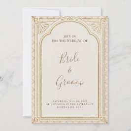 Invitación Arte Deco Rubor Rosa Dorado Arco Gatsby Elegante A