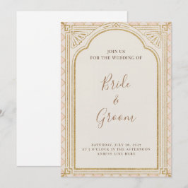 Invitación Arte Deco Rubor Rosa Dorado Arco Gatsby Elegante A