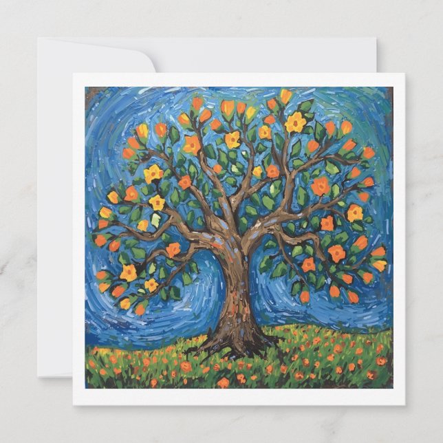 Invitación Arte del árbol de la vida, celta (Anverso)