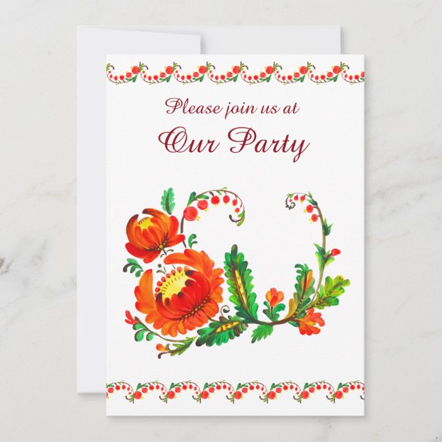 Invitación Arte del fiesta ucraniano Petrykivsky (Anverso)