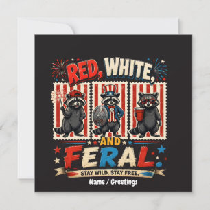 Invitación Arte del Partido del Mapache Patriótico Rojo Blanc
