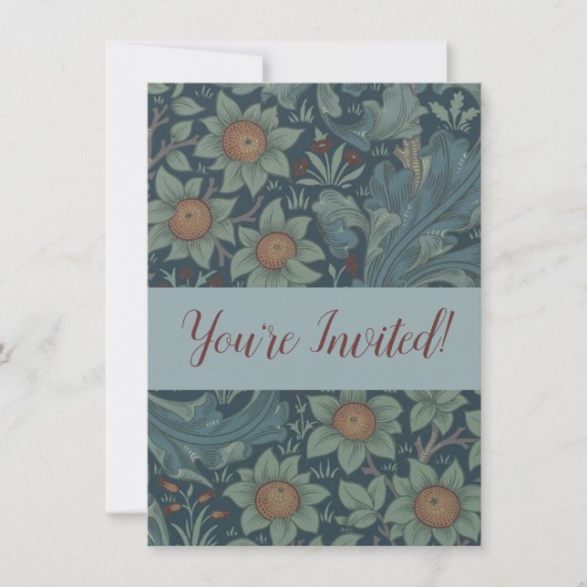 Invitación Arte del patrón de William Morris Orchard (Anverso)