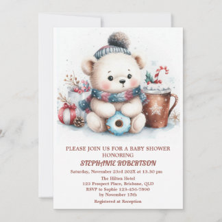 Invitación Arte en acuarela de café con oso de peluche lindo