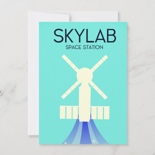 Invitación Arte espacial de Skylab Space Station (Reverso)