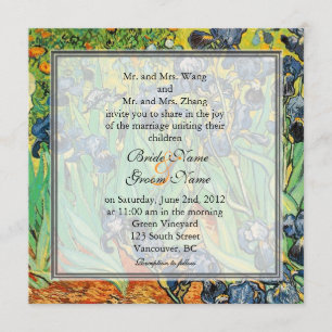 Invitación Arte famoso vintage, Van Gogh, Irises boda