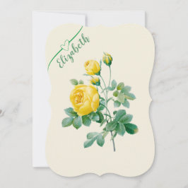 Invitación Arte fino de rosa amarilla vintage