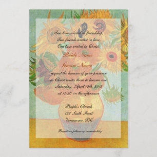 Invitación Arte fino VAn Gogh girasoles boda cristiano