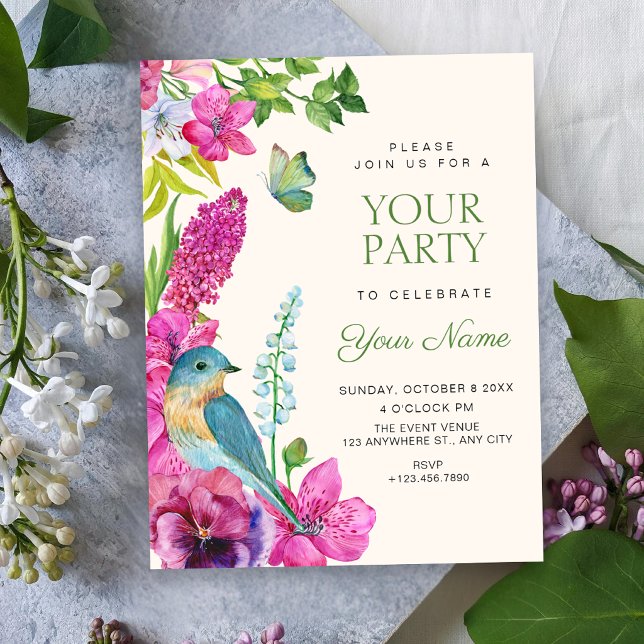 Invitación Arte floral de aves  (Subido por el creador)