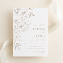 Invitación Arte floral de línea moderna elegante para boda