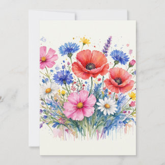 Invitación Arte floral de ramo de pradera de flores silvestre