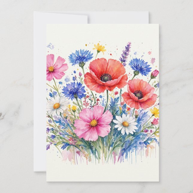 Invitación Arte floral de ramo de pradera de flores silvestre (Anverso)