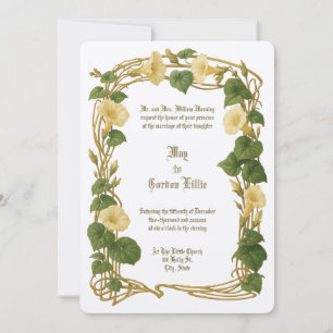 Invitación Arte Floral Elegante Art Nouveau Frontera Boda