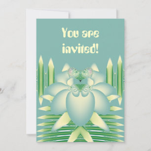 Invitación Arte Floral Fractal Loto Menta Art Déco