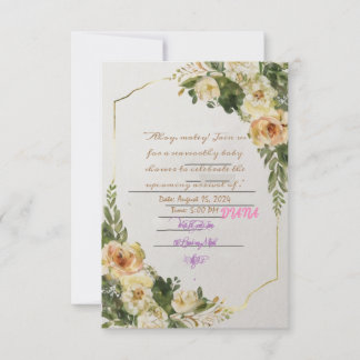 Invitación Arte floral pastel CON TUMBONAS DE TEJIDOS DE GIRA