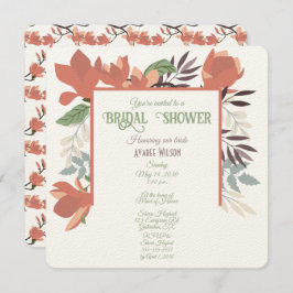 Invitación Arte folclórico azul y morado oscuro salmón verde