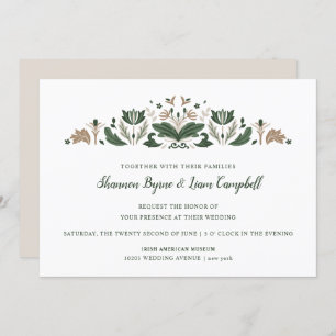 Invitación Arte folclórico irlandés   Boda floral céltico mod