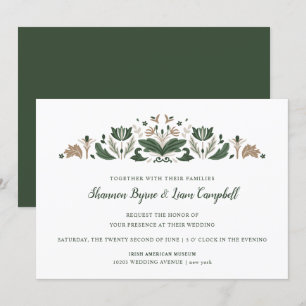 Invitación Arte folclórico irlandés   Boda floral céltico mod