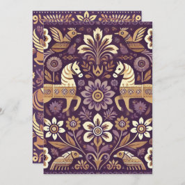 Invitación Arte folclórico pumorado y dorado impresas