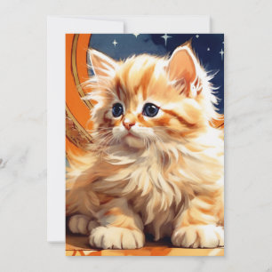 Invitación Arte Gato Naranja Art Nouveau de Alphonse Mucha