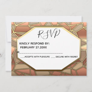 Invitación Arte geométrico deco lujo oro / bronce boda RSPV