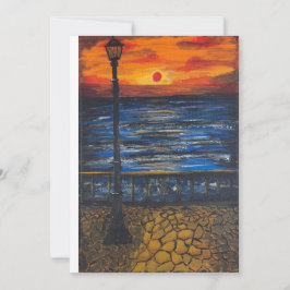 Invitación Arte hecho a mano/Atardecer junto al mar
