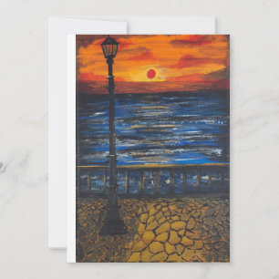 Invitación Arte hecho a mano/Atardecer junto al mar