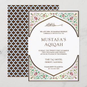 Invitación Arte islámico de mosaico persa elegante Aqiqah