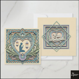 Invitación Arte Islámico de Oración con Corazón de Papel Reco