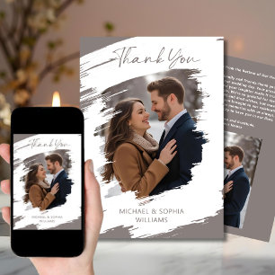 Invitación Arte moderno agradecimiento de boda invierno gris