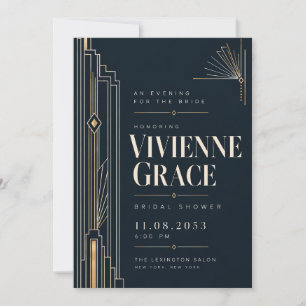 Invitación Arte Moderno Deco Noche de Gala Nupcial Shower I