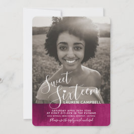 Invitación Arte moderno rosa rojo dulce dieciséis fotos