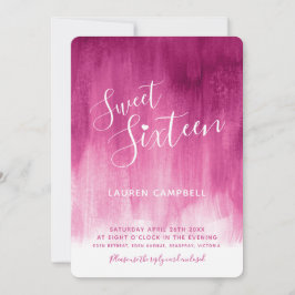 Invitación Arte moderno rosa rojo dulce dieciséis invitacione