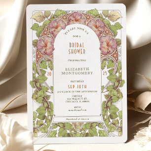 Invitación Arte Nouveau Deco de Pink Petunia Bridal Shower