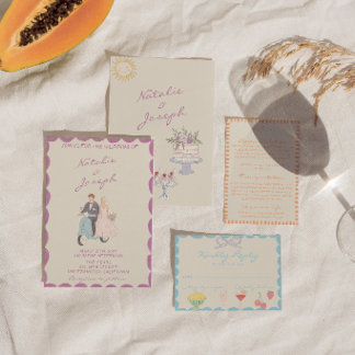 Invitación Arte Nouveau Dibujado a Mano Boda Vintage Acuarela