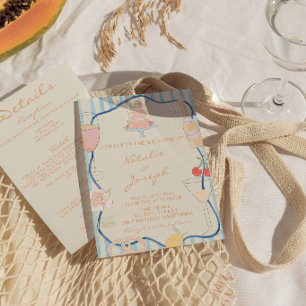Invitación Arte Nouveau Dibujado a Mano Rayado Todo en Uno Bo