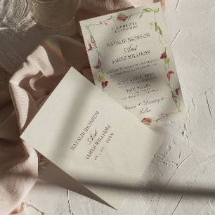 Invitación Arte Nouveau Retro Acuarela Floral Boda