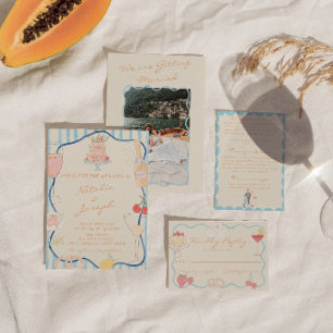 Invitación Arte Nouveau Tiras Dibujadas a Mano Foto Boda