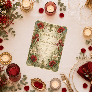 Invitación Arte Novedoso Floral Elegancia Romántica Boda