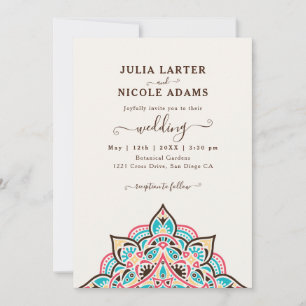 Invitación Arte Nuevo Floral Arco Mandala Boda Árabe