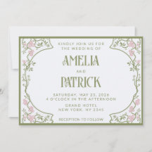 Arte Nuevo Floral Boda Verde y Rosa
