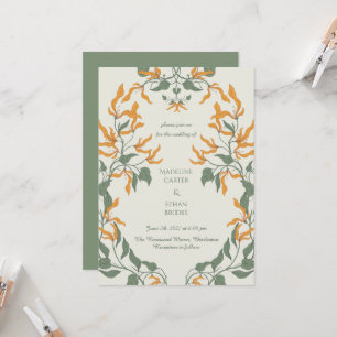 Invitación Arte Nuevo Floral Retro Groovy Boda