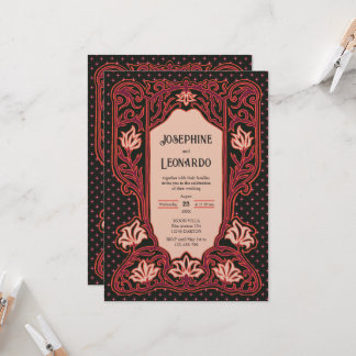 Invitación Arte Nuevo Gótico Oscuro Floral Vintage
