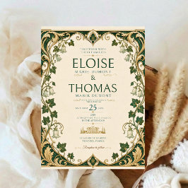 Invitación Arte Nuevo Hiedra Boda Vintage Botánico Elegante