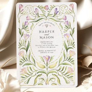 Invitación Arte Nuevo Libre Boda de Oro Freesias Caprichoso