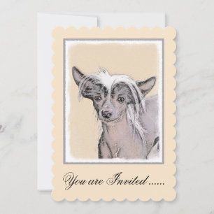Invitación Arte original de perro Crestada China sin pelo