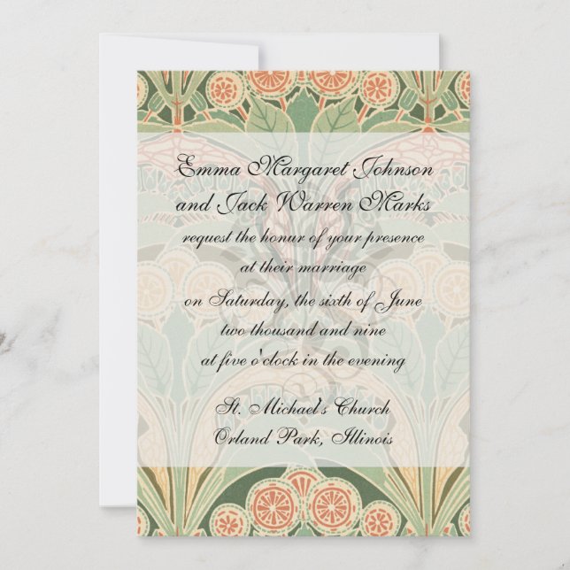 Invitación arte ornamental de jardín bontánico arte de nouvea (Anverso)