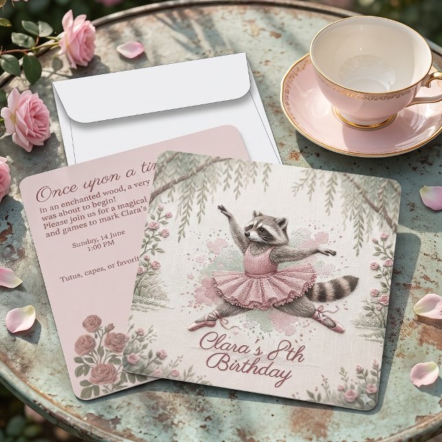 Invitación Arte Pintado con Hilo | Cumpleaños de Bailarina de (Lifestyle Shot)